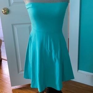 Express teal strapless dress